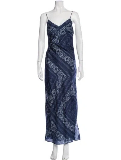Pre-owned Loveshackfancy Silk Long Dress In Blue
