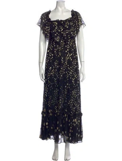 Pre-owned Loveshackfancy Silk Long Dress In Blue