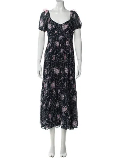 Pre-owned Loveshackfancy Silk Long Dress In Blue
