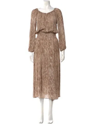 Pre-owned Loveshackfancy Silk Long Dress In Brown