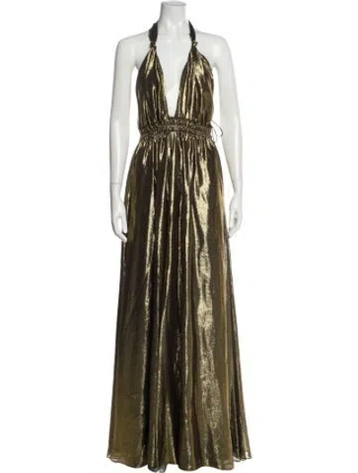 Pre-owned Loveshackfancy Silk Long Dress In Gold