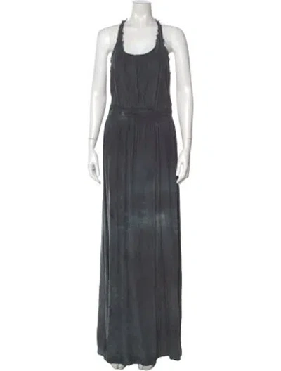 Pre-owned Loveshackfancy Silk Long Dress In Gray