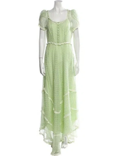Pre-owned Loveshackfancy Silk Long Dress In Green