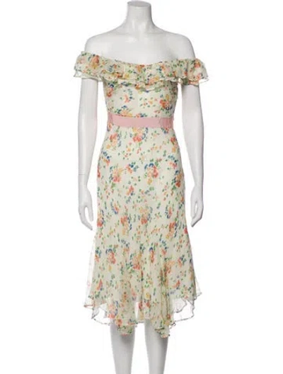 Pre-owned Loveshackfancy Silk Long Dress In Green