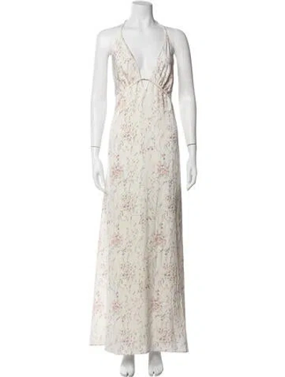 Pre-owned Loveshackfancy Silk Long Dress In Grey