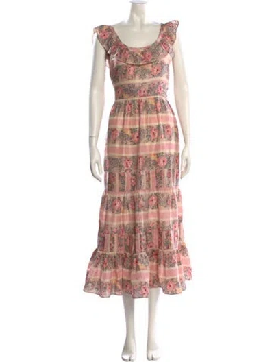 Pre-owned Loveshackfancy Silk Long Dress In Multi