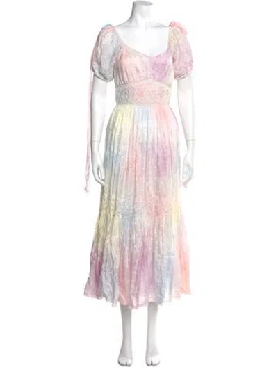 Pre-owned Loveshackfancy Silk Long Dress In Multi