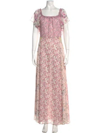 Pre-owned Loveshackfancy Silk Long Dress In Multi