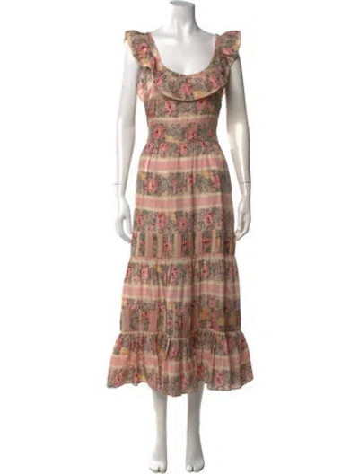 Pre-owned Loveshackfancy Silk Long Dress In Multi