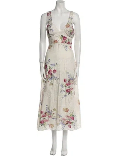 Pre-owned Loveshackfancy Silk Long Dress In Neutral