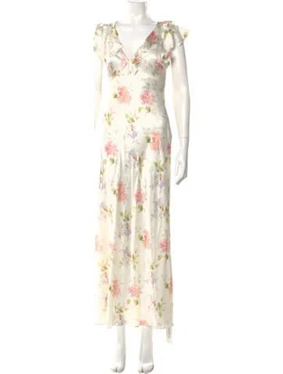 Pre-owned Loveshackfancy Silk Long Dress In Neutral