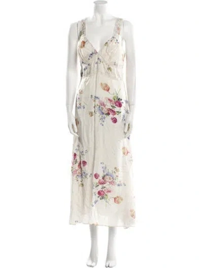 Pre-owned Loveshackfancy Silk Long Dress In Neutral