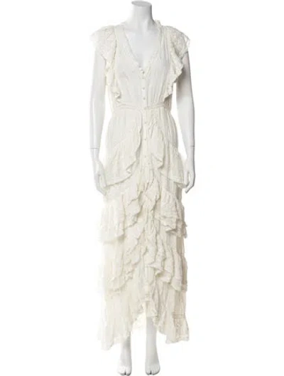 Pre-owned Loveshackfancy Silk Long Dress In Neutral