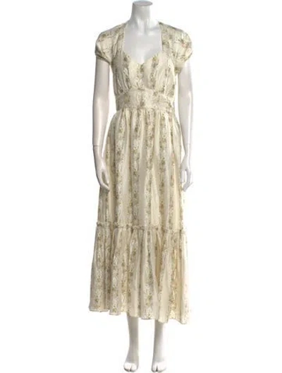 Pre-owned Loveshackfancy Silk Long Dress In Neutral