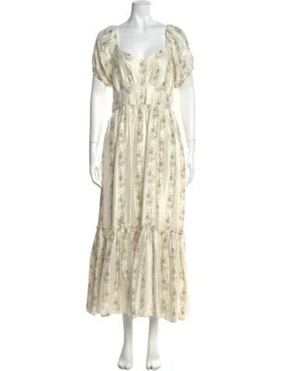 Pre-owned Loveshackfancy Silk Long Dress In Neutral