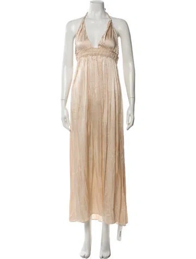 Pre-owned Loveshackfancy Silk Long Dress In Neutral