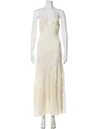Pre-owned Loveshackfancy Silk Long Dress In Neutral