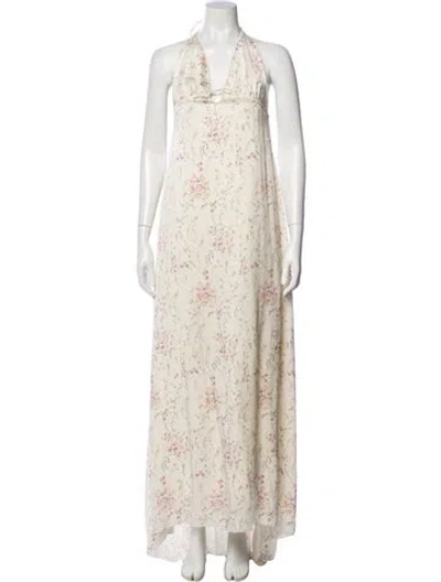 Pre-owned Loveshackfancy Silk Long Dress In Neutral