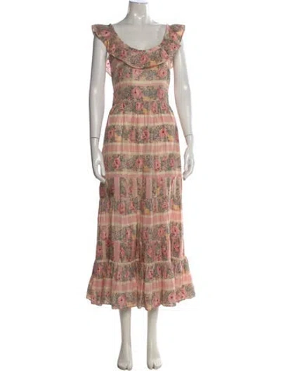 Pre-owned Loveshackfancy Silk Long Dress In Neutral