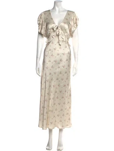 Pre-owned Loveshackfancy Silk Long Dress In Neutral