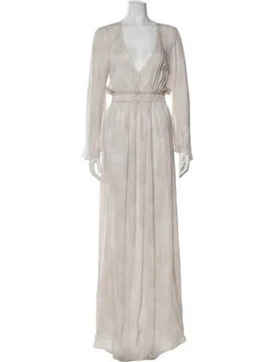 Pre-owned Loveshackfancy Silk Long Dress In Neutral