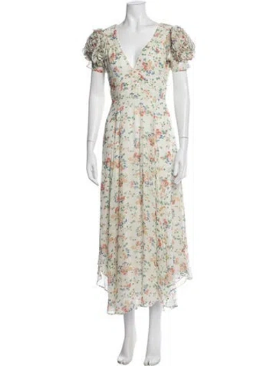 Pre-owned Loveshackfancy Silk Long Dress In Neutrals