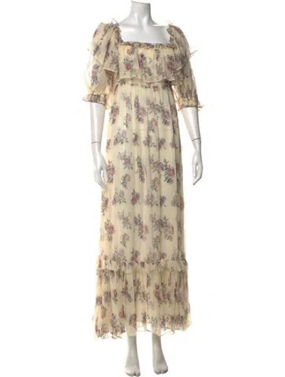 Pre-owned Loveshackfancy Silk Long Dress In Neutrals