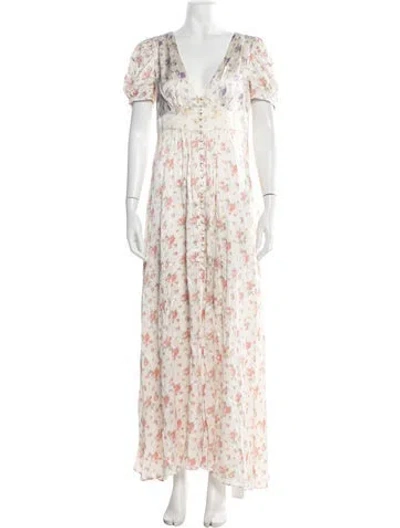 Pre-owned Loveshackfancy Silk Long Dress In Neutrals