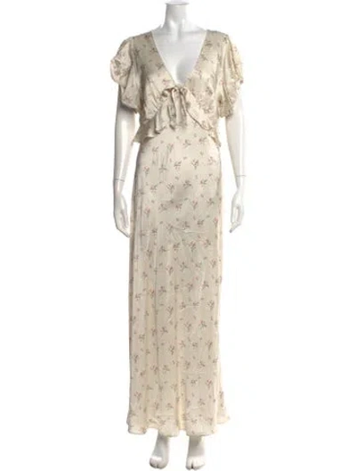 Pre-owned Loveshackfancy Silk Long Dress In Neutrals