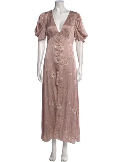 Pre-owned Loveshackfancy Silk Long Dress In Neutrals