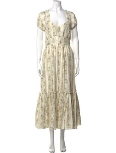 Pre-owned Loveshackfancy Silk Long Dress In Neutrals