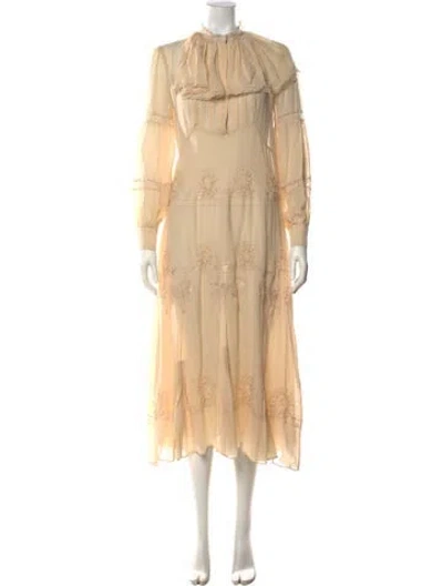 Pre-owned Loveshackfancy Silk Long Dress In Neutrals