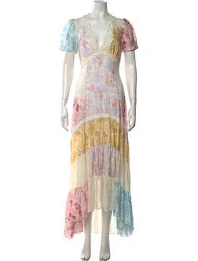 Pre-owned Loveshackfancy Silk Long Dress In Neutrals