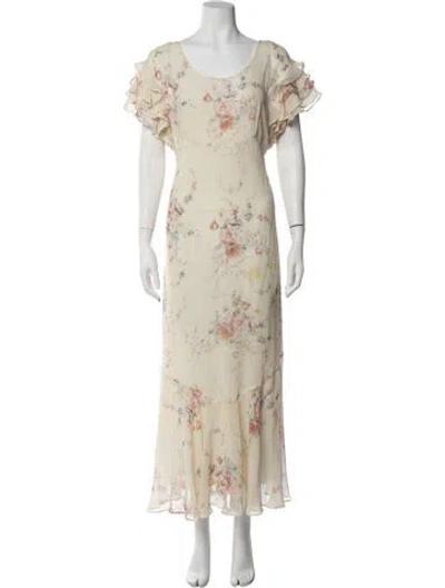 Pre-owned Loveshackfancy Silk Long Dress In Neutrals