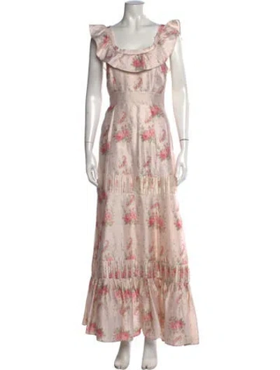 Pre-owned Loveshackfancy Silk Long Dress In Neutrals