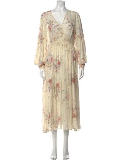 Pre-owned Loveshackfancy Silk Long Dress In Neutrals