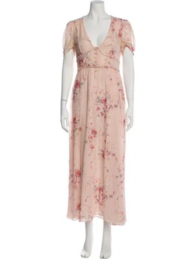 Pre-owned Loveshackfancy Silk Long Dress In Pink