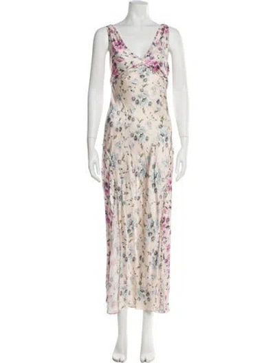 Pre-owned Loveshackfancy Silk Long Dress In Pink