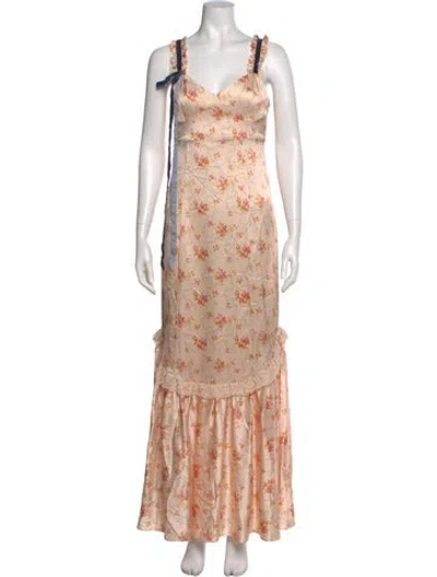 Pre-owned Loveshackfancy Silk Long Dress In Pink