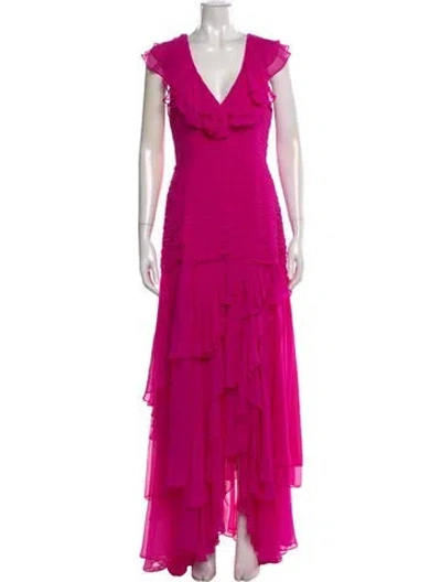 Pre-owned Loveshackfancy Silk Long Dress In Pink