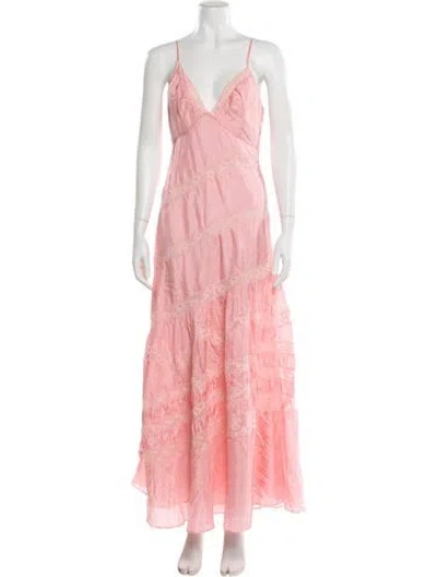 Pre-owned Loveshackfancy Silk Long Dress In Pink