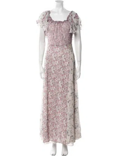 Pre-owned Loveshackfancy Silk Long Dress In Pink