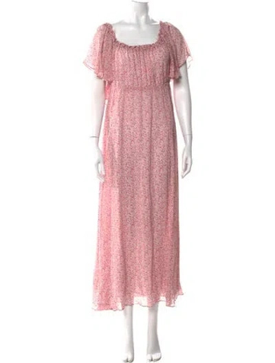 Pre-owned Loveshackfancy Silk Long Dress In Pink