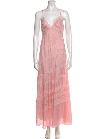 Pre-owned Loveshackfancy Silk Long Dress In Pink