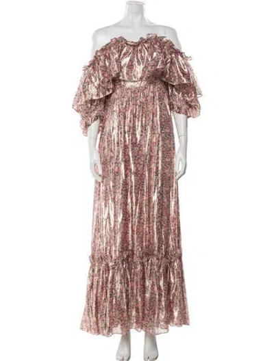 Pre-owned Loveshackfancy Silk Long Dress In Pink