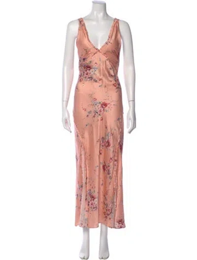 Pre-owned Loveshackfancy Silk Long Dress In Pink