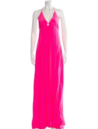 Pre-owned Loveshackfancy Silk Long Dress In Pink