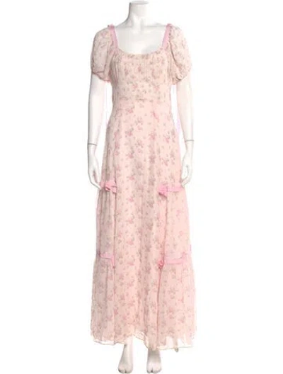 Pre-owned Loveshackfancy Silk Long Dress In Pink