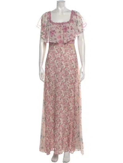 Pre-owned Loveshackfancy Silk Long Dress In Pink