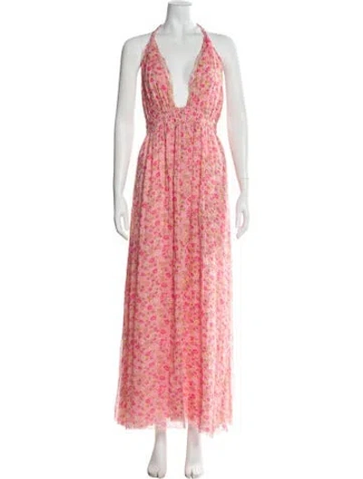 Pre-owned Loveshackfancy Silk Long Dress In Pink